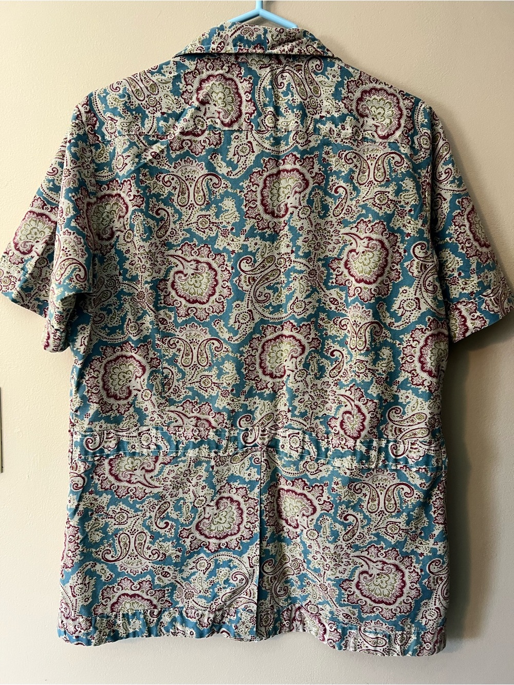 Vintage Mens Guayabera Elite button down paisley pattern multi pocket camp shirt - Picture 6 of 7